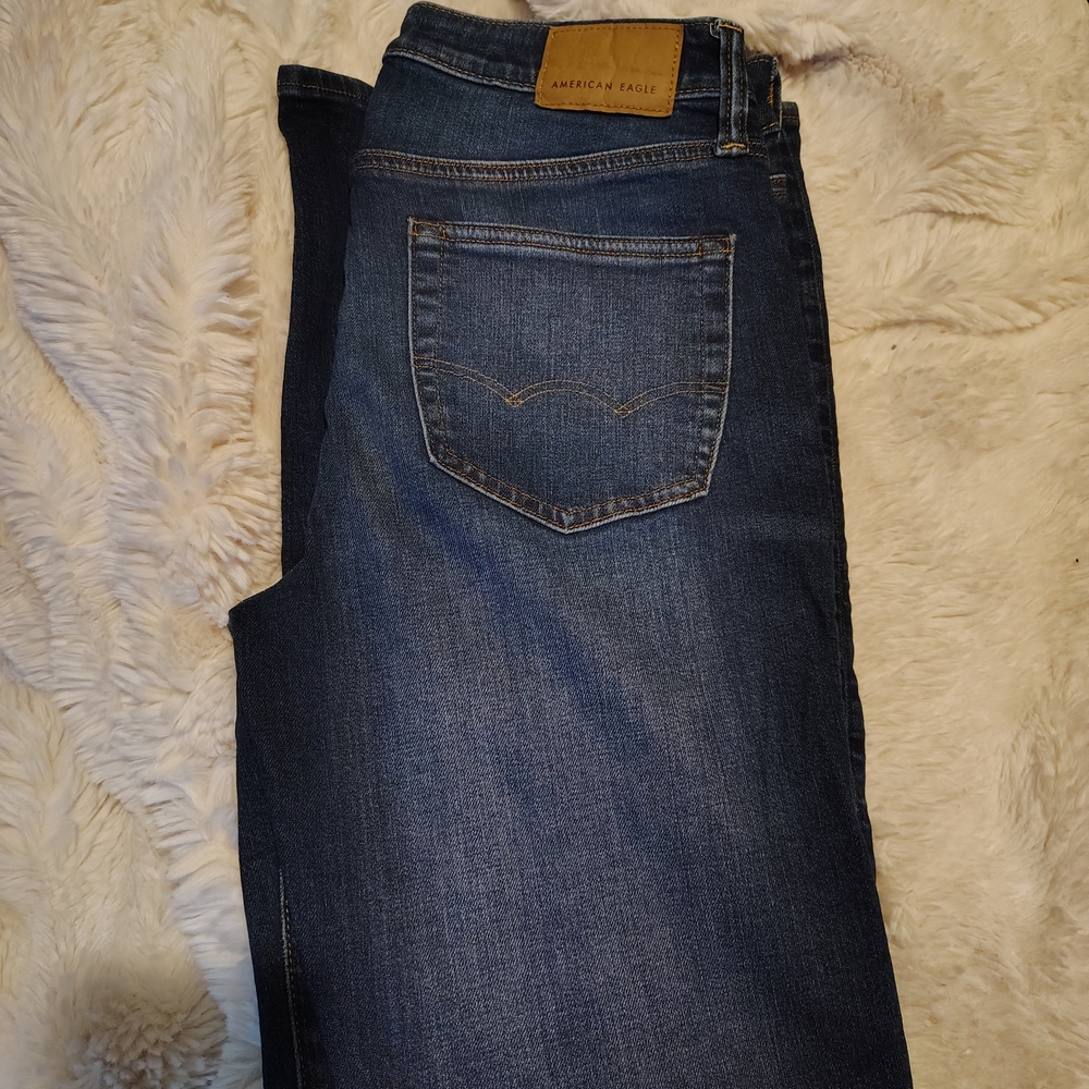 American Eagle Outfitters Men's Dark Blue Slim Straight Jeans